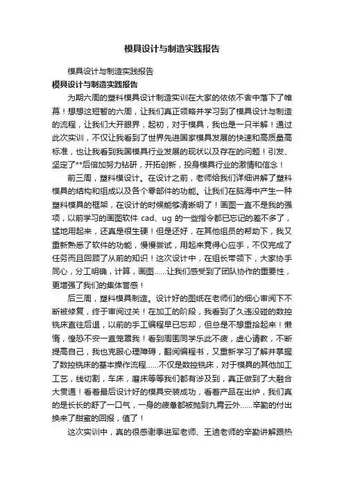 模具设计与制造实践报告