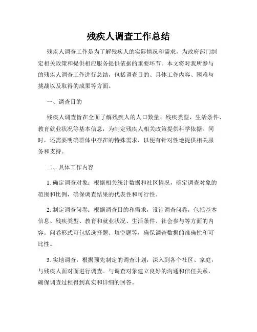残疾人调查工作总结