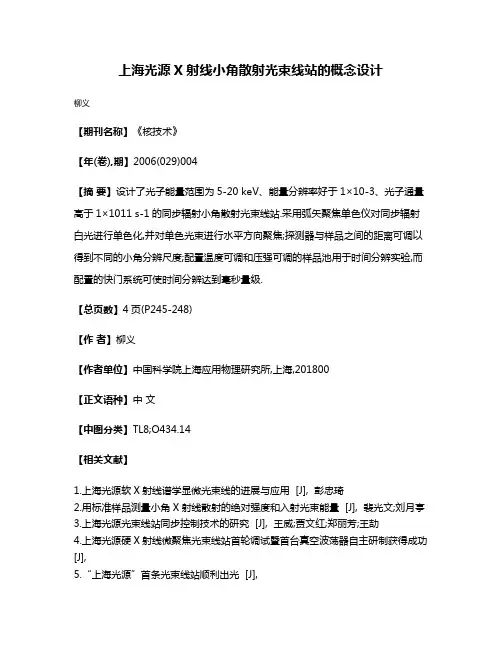 上海光源X射线小角散射光束线站的概念设计