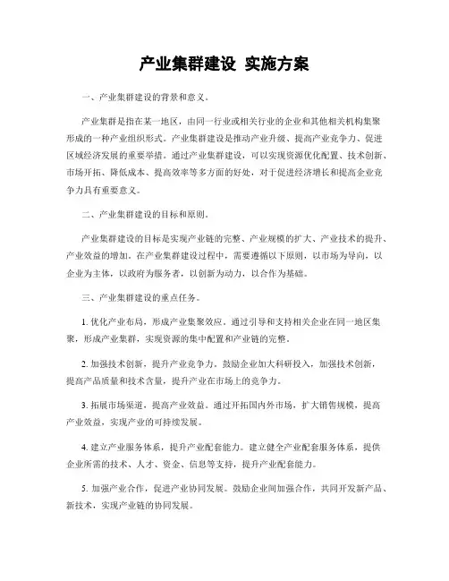 产业集群建设 实施方案