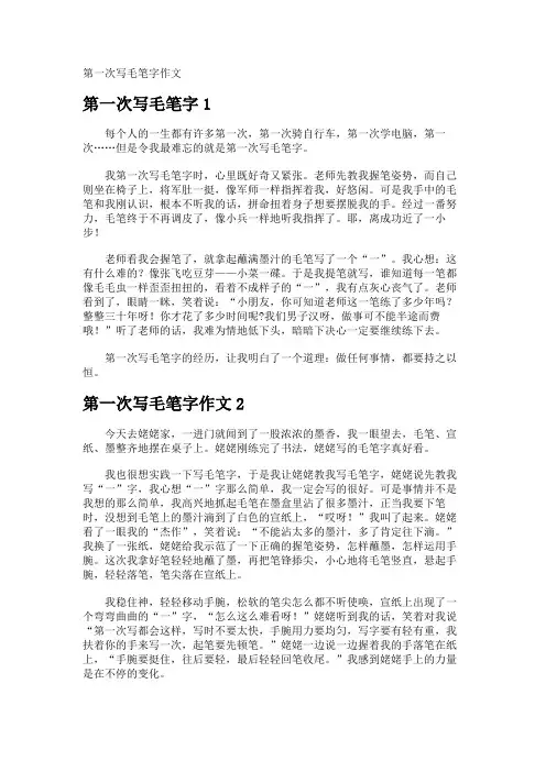 第一次写毛笔字作文
