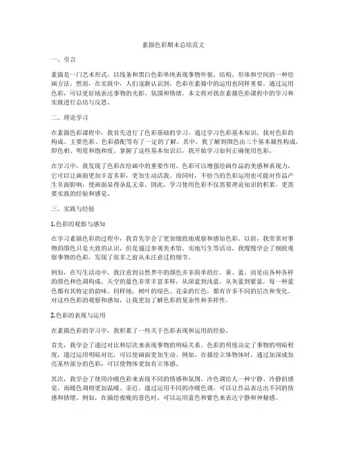 素描色彩期末总结范文
