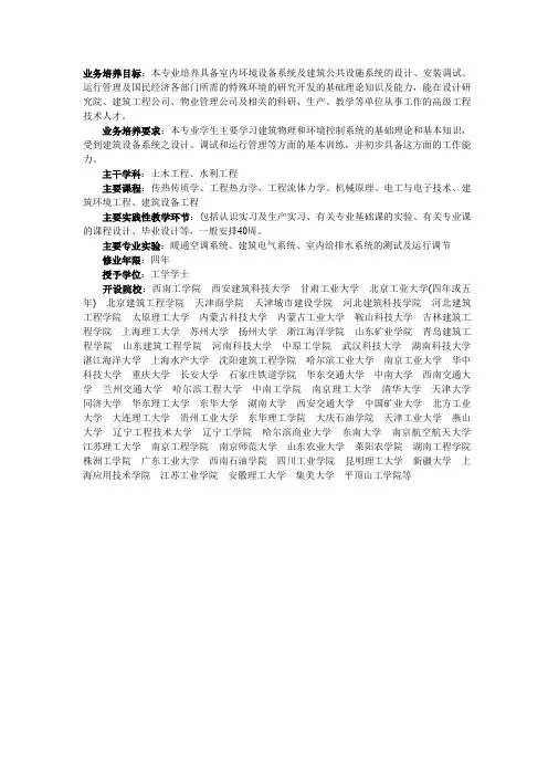 080704 建筑环境与设备工程