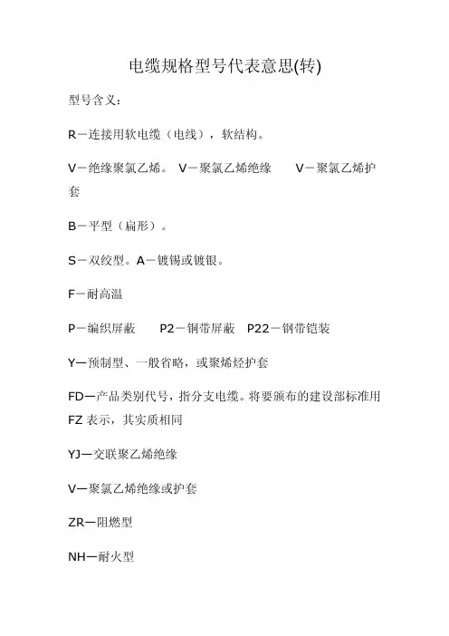 电缆规格型号代表意思