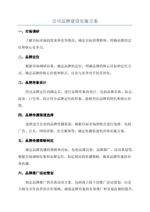 公司品牌建设实施方案