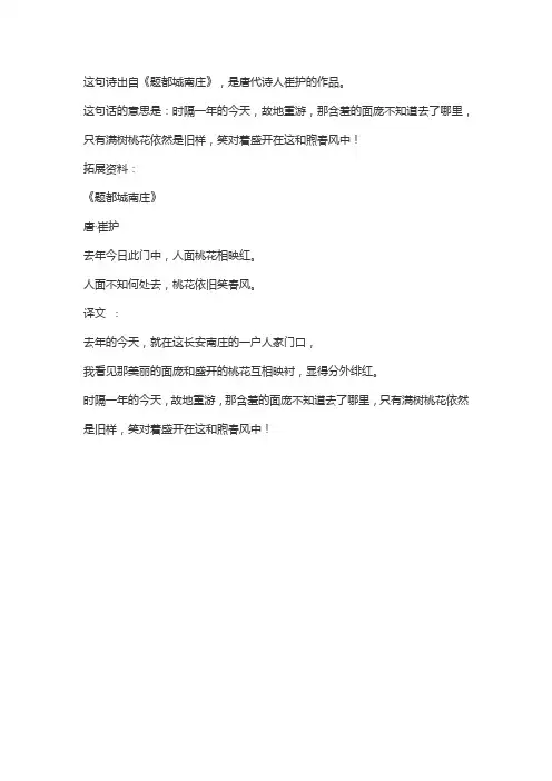去年今日此门中,人面桃花相映红的意思
