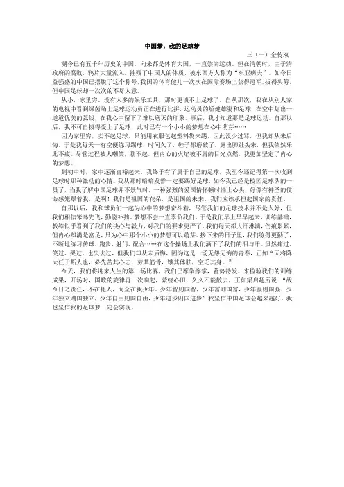中国梦,足球梦