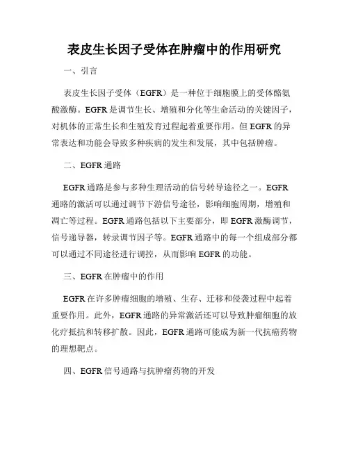 表皮生长因子受体在肿瘤中的作用研究