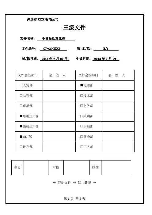 不良品处理流程