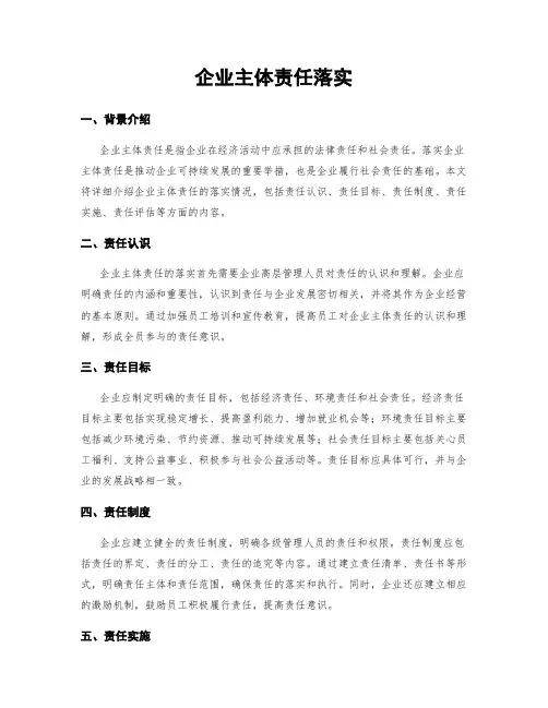 企业主体责任落实