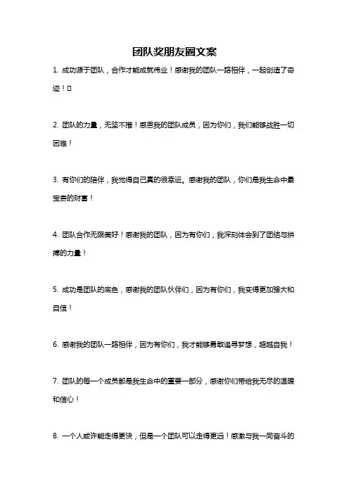 团队奖朋友圈文案