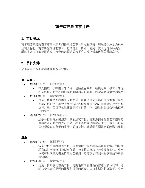 南宁综艺频道节目表