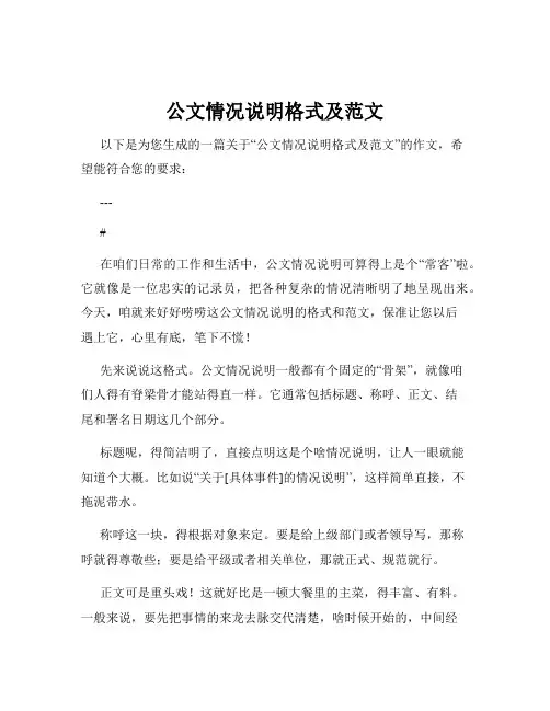 公文情况说明格式及范文