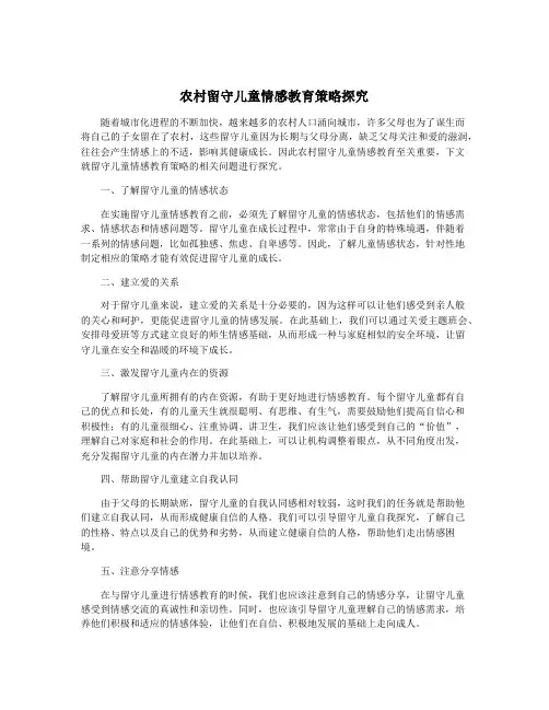 农村留守儿童情感教育策略探究