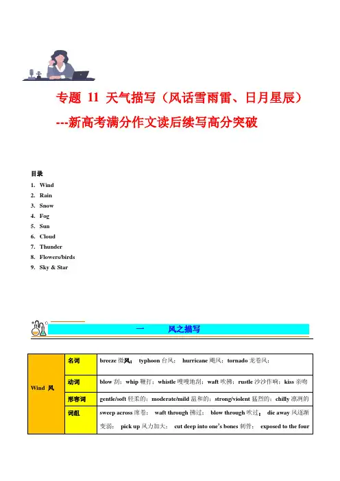 高考英语二轮复习读后续写专题11天气描写(风花雪雨雷日月星辰)学案