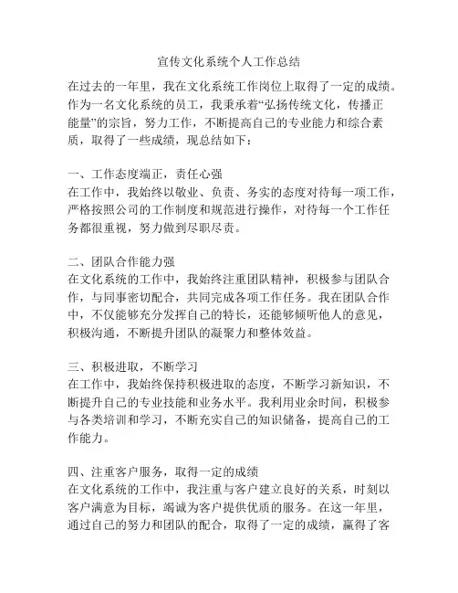 宣传文化系统个人工作总结