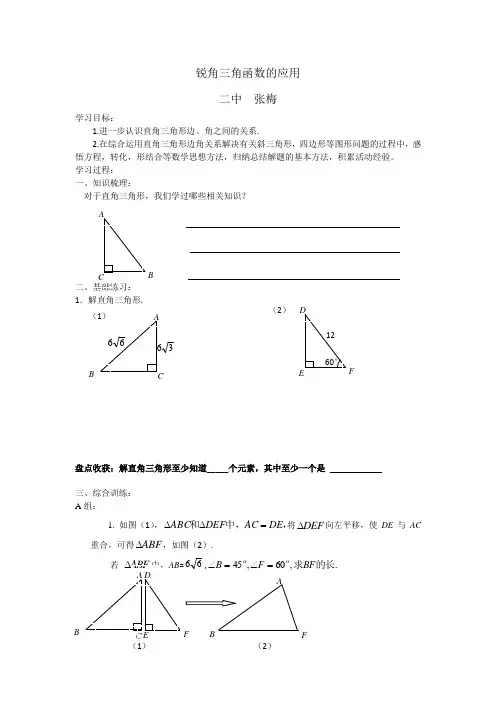 锐角三角函数的应用导学案