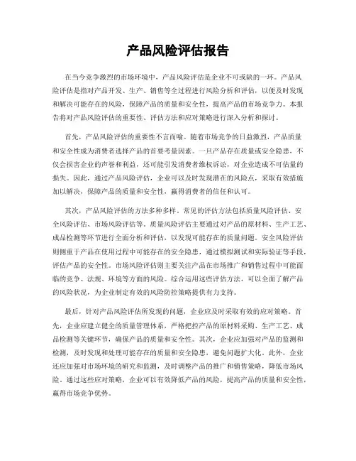 产品风险评估报告