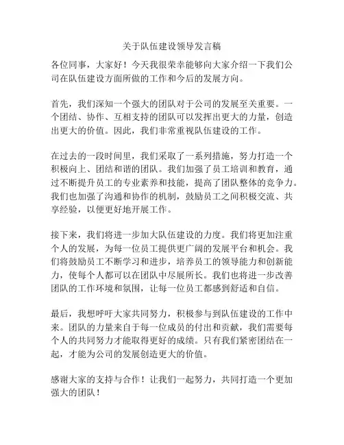 关于队伍建设领导发言稿