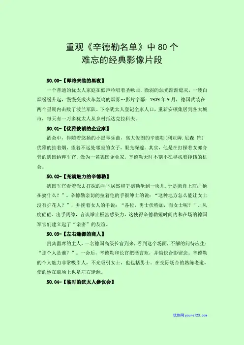 重观《辛德勒名单》中80个难忘经典影像片段(完整版)