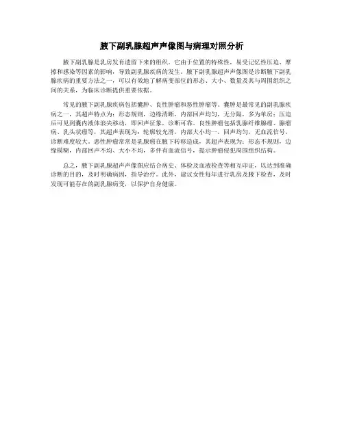 腋下副乳腺超声声像图与病理对照分析