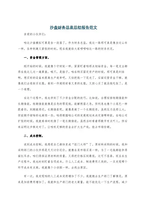 沙盘财务总监总结报告范文