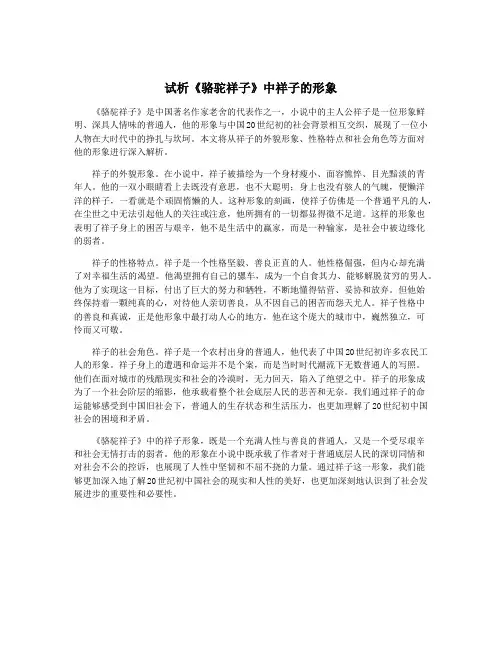 试析《骆驼祥子》中祥子的形象
