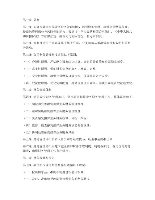 融资担保财务管理制度