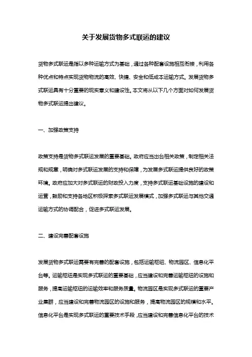 关于发展货物多式联运的建议