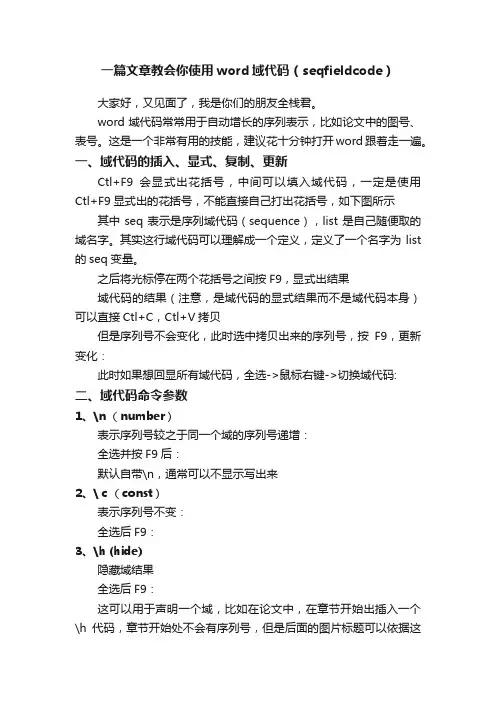 一篇文章教会你使用word域代码（seqfieldcode）
