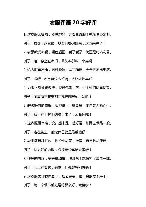 衣服评语20字好评