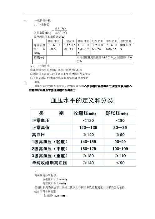 常用体检指标