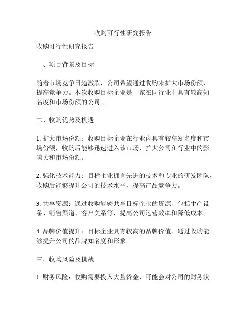 收购可行性研究报告