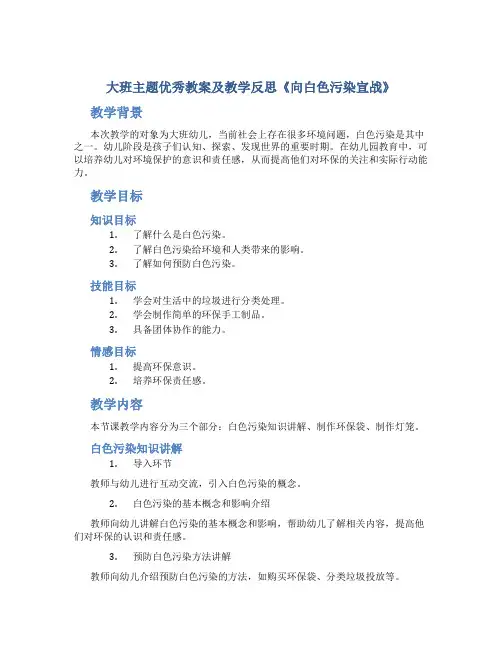 大班主题优秀教案及教学反思《向白色污染宣战》