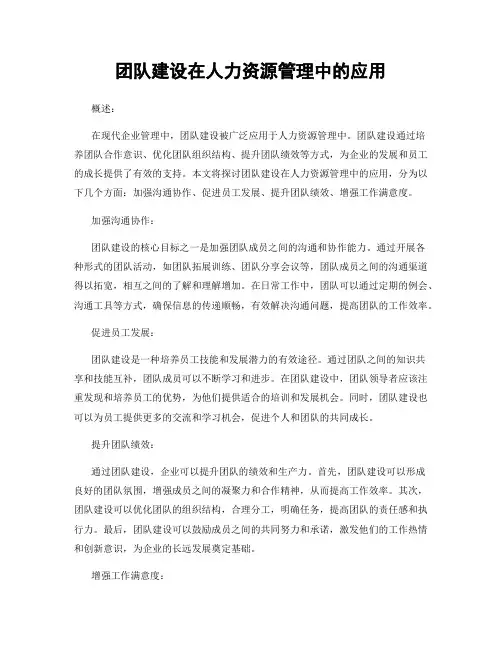 团队建设在人力资源管理中的应用