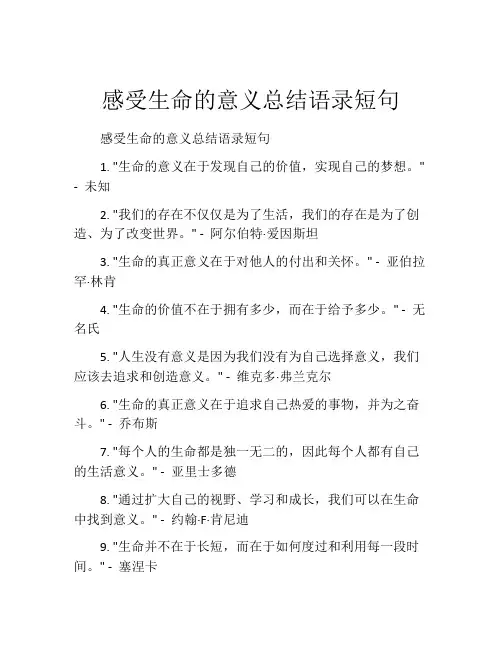 感受生命的意义总结语录短句