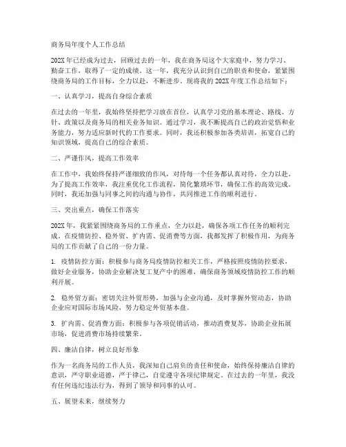 商务局年度工作个人工作总结