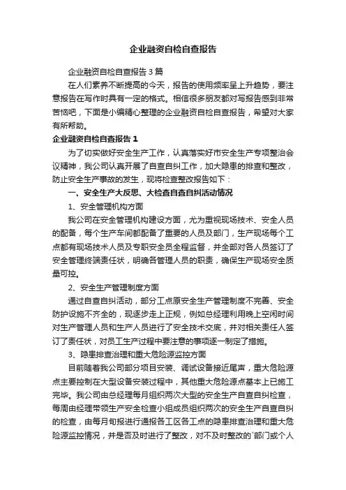 企业融资自检自查报告
