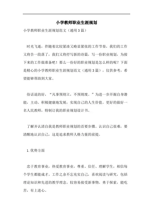 小学教师职业生涯规划
