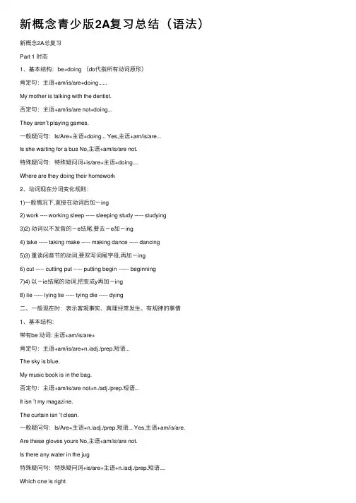 新概念青少版2A复习总结（语法）
