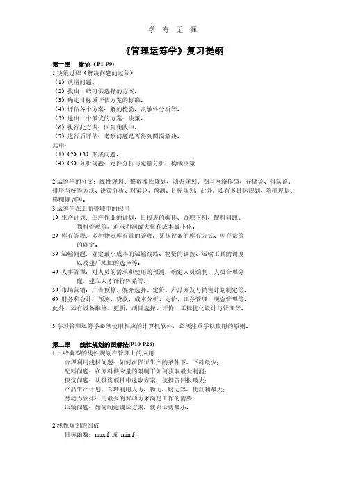 2020年整理《管理运筹学》复习提纲.pdf