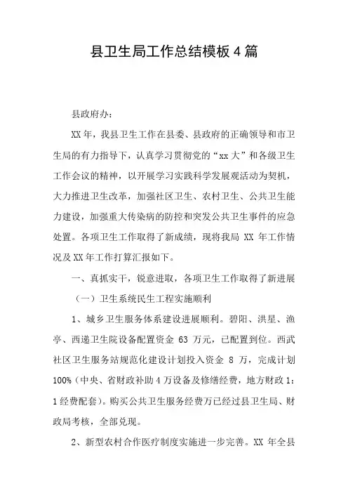 县卫生局工作总结模板4篇