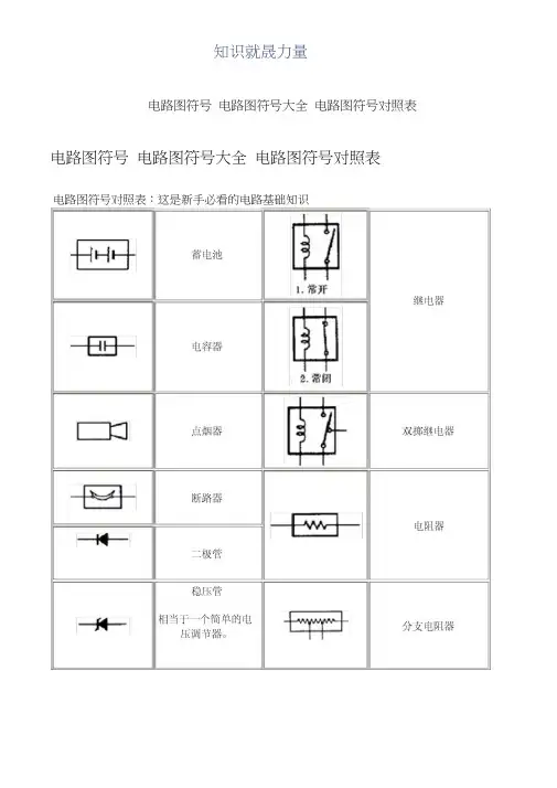 电路图符号电路图符号大全电路图符号对照表0001