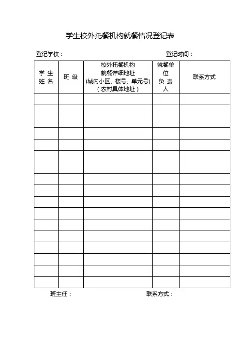 学生校外托餐机构就餐情况登记表(样表)