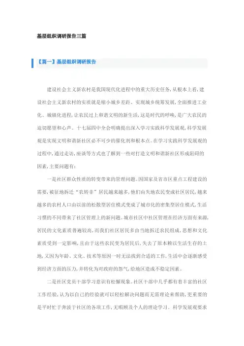 基层组织调研报告三篇