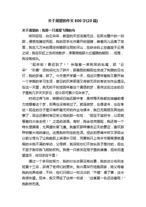 关于渴望的作文800字（20篇）