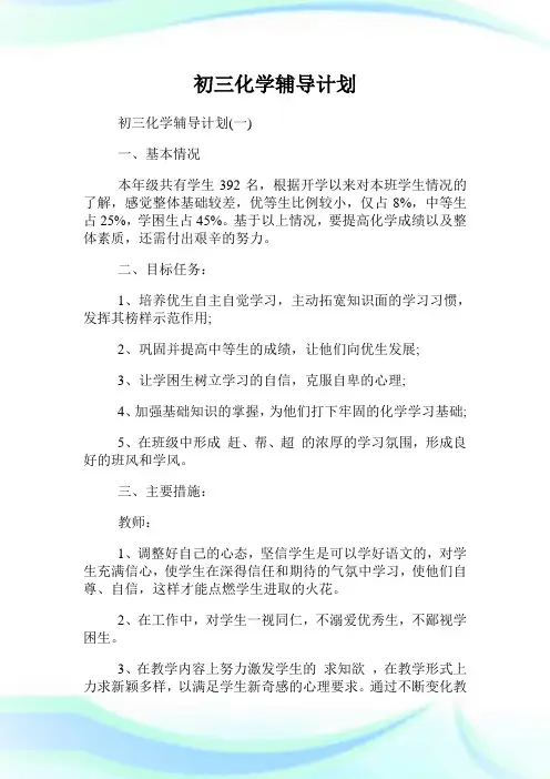 初三化学辅导策划.doc