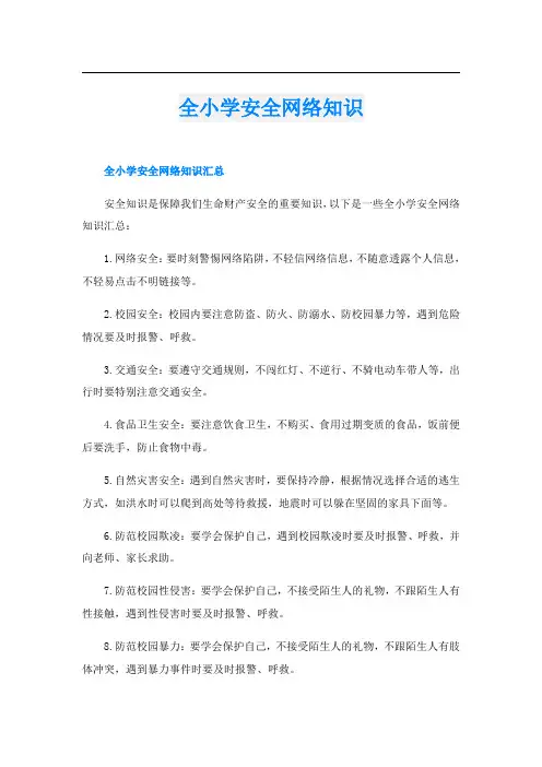 全小学安全网络知识