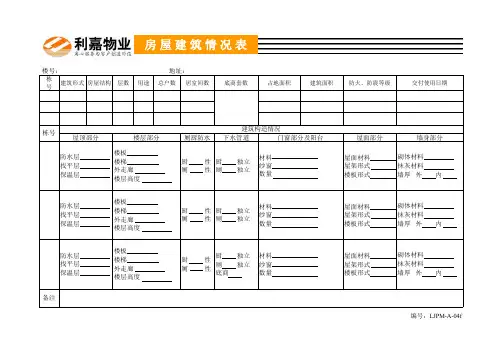 【Excel表格】房屋建筑情况表