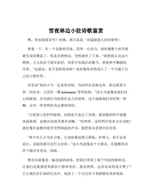 雪夜林边小驻诗歌鉴赏